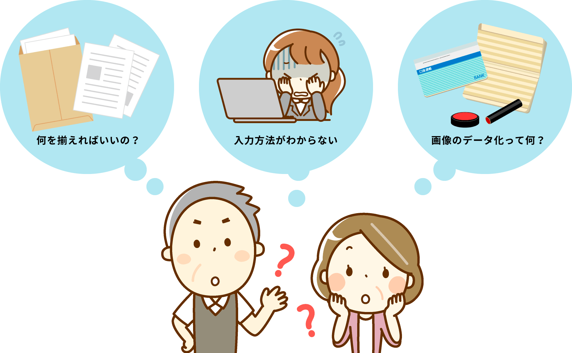 何を揃えればいいの?、入力方法が分からない、画像のデータ化って何